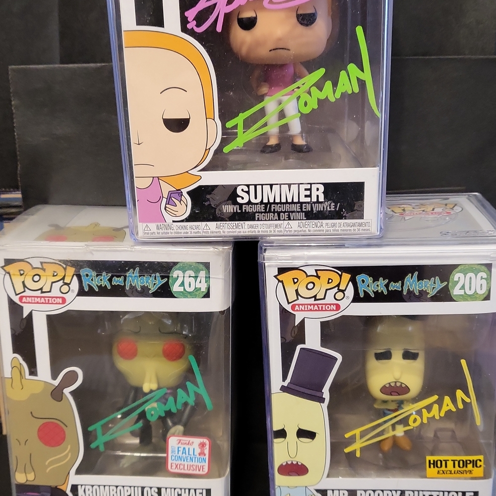 Rick and Morty Funko Pop Vinyl Figures Autographed